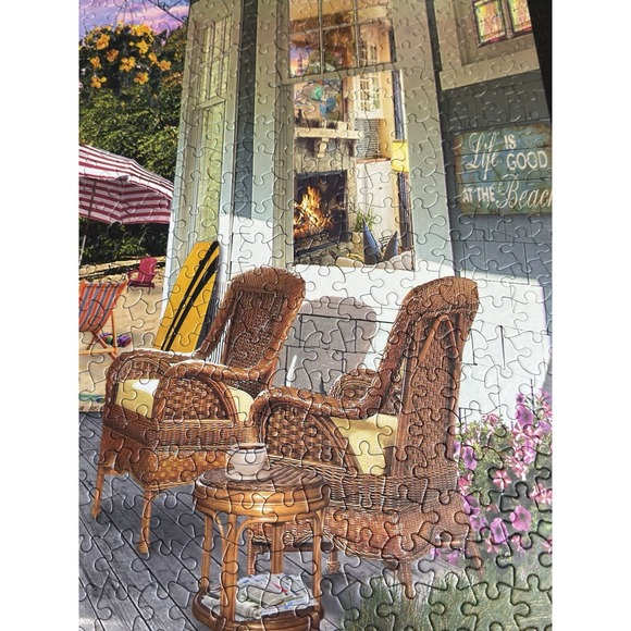 WHITE MOUNTAIN "Beach Vacation" 1000 Piece Puzzle Larger Pieces Pre-Owned - Picture 4 of 8